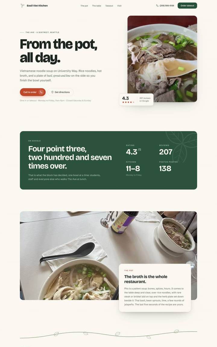 Website built for Basil Viet Kitchen