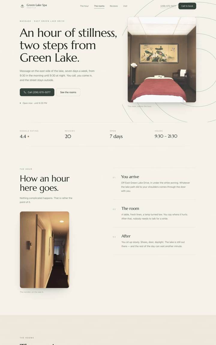 Website built for Green Lake Spa