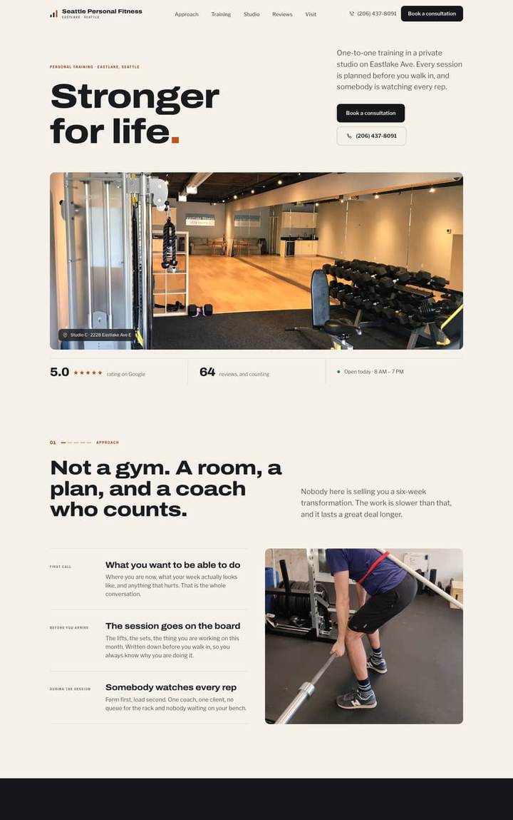 Website built for Seattle Personal Fitness